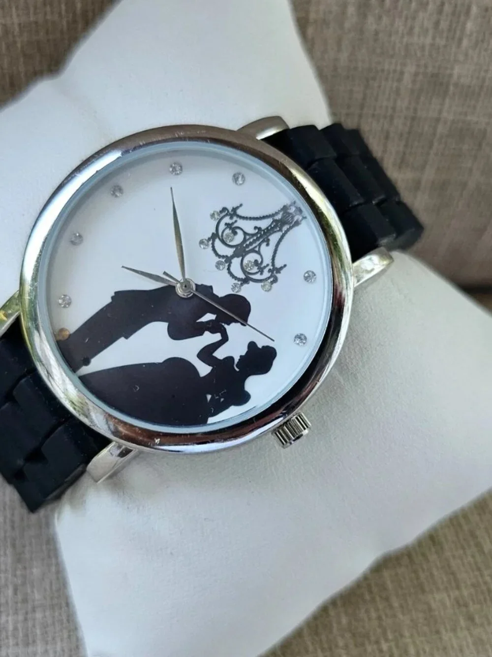 Disney Accutime Wristwatch Black Rubber Strap Quartz Prince Charming Watch